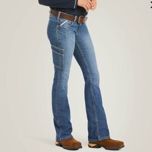 Ariat Rebar Hallow Mid Rise Boot Blue Women Jeans Size 32 S